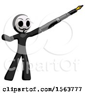 Poster, Art Print Of Black Little Anarchist Hacker Man Pen Is Mightier Than The Sword Calligraphy Pose