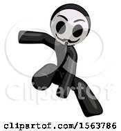 Black Little Anarchist Hacker Man Action Hero Jump Pose by Leo Blanchette