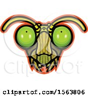 Clipart Of A Praying Mantis Mascot Head Royalty Free Vector Illustration