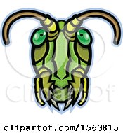Clipart Of A Grasshopper Mascot Head Royalty Free Vector Illustration