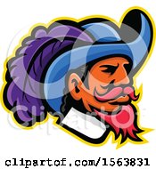 Clipart Of A Musketeer Mascot Head Royalty Free Vector Illustration