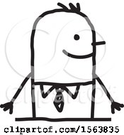 Clipart Of A Happy Stick Business Man Royalty Free Vector Illustration