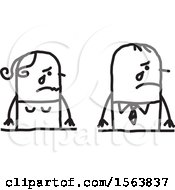 Clipart Of A Crying Stick Couple Royalty Free Vector Illustration