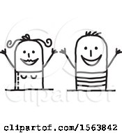 Clipart Of A Cheering Summer Couple Royalty Free Vector Illustration