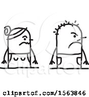 Clipart Of A Mad Or Mean Stick Couple Royalty Free Vector Illustration by NL shop
