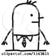 Clipart Of A Nervous Stick Man Royalty Free Vector Illustration