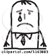 Clipart Of A Crying Stick Man Royalty Free Vector Illustration