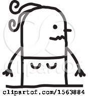 Clipart Of A Nervous Stick Woman Royalty Free Vector Illustration
