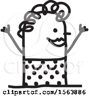 Clipart Of A Welcoming Stick Woman Royalty Free Vector Illustration