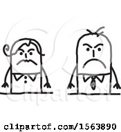 Clipart Of A Mad Or Mean Stick Couple Royalty Free Vector Illustration