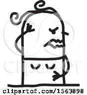 Clipart Of A Grieving Stick Woman Royalty Free Vector Illustration
