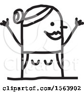 Clipart Of A Cheering Stick Woman Royalty Free Vector Illustration