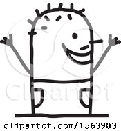Clipart Of A Cheering Stick Man Royalty Free Vector Illustration