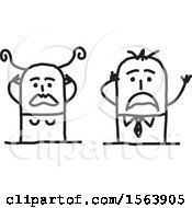 Clipart Of A Stressed Stick Couple Royalty Free Vector Illustration