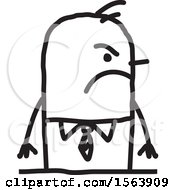 Clipart Of A Mad Or Mean Stick Man Royalty Free Vector Illustration