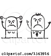 Clipart Of A Furious Stick Couple Royalty Free Vector Illustration