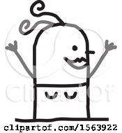 Clipart Of A Cheering Excited Stick Woman Royalty Free Vector Illustration