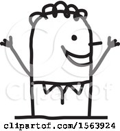 Clipart Of A Welcoming Stick Man Royalty Free Vector Illustration