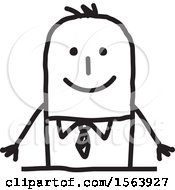 Clipart Of A Happy Stick Business Man Royalty Free Vector Illustration