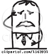 Clipart Of A Grieving Stick Man Royalty Free Vector Illustration