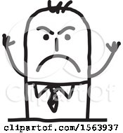 Clipart Of A Furious Stick Man Royalty Free Vector Illustration