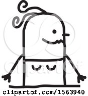 Clipart Of A Happy Stick Woman Royalty Free Vector Illustration