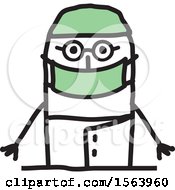 Clipart Of A Happy Stick Surgeon Man Royalty Free Vector Illustration