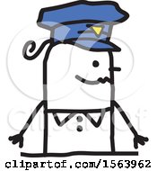 Clipart Of A Happy Stick Police Woman Royalty Free Vector Illustration by NL shop