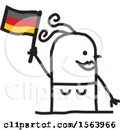 Poster, Art Print Of Happy Stick German Woman Holding A Flag