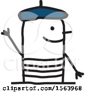 Clipart Of A Happy Stick French Man Royalty Free Vector Illustration
