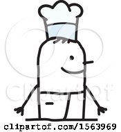 Clipart Of A Happy Stick Chef Man Royalty Free Vector Illustration