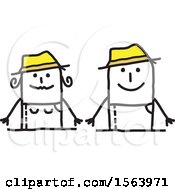 Clipart Of A Happy Stick Gardener Couple Royalty Free Vector Illustration by NL shop