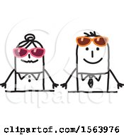 Poster, Art Print Of Stick Couple Wearing Sunglasses