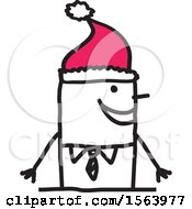 Poster, Art Print Of Stick Man Wearing A Santa Hat