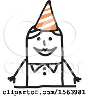 Poster, Art Print Of Stick Woman Wearing A Party Hat