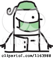 Clipart Of A Happy Stick Surgeon Woman Royalty Free Vector Illustration