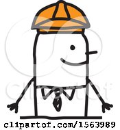 Clipart Of A Happy Stick Engineer Man Royalty Free Vector Illustration by NL shop