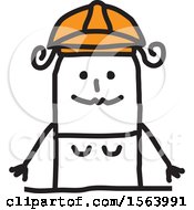 Clipart Of A Happy Stick Engineer Woman Royalty Free Vector Illustration