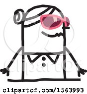 Clipart Of A Stick Woman Wearing Sunglasses Royalty Free Vector Illustration