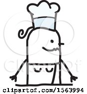 Clipart Of A Happy Stick Chef Woman Royalty Free Vector Illustration