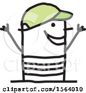 Poster, Art Print Of Happy Stick Man Wearing A Hat
