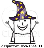 Clipart Of A Happy Stick Wizard Royalty Free Vector Illustration