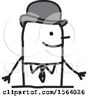 Clipart Of A Happy Stick British Man Royalty Free Vector Illustration