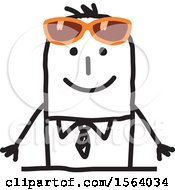 Clipart Of A Stick Man Wearing Sunglasses Royalty Free Vector Illustration