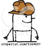 Clipart Of A Happy Stick Man Cowboy Royalty Free Vector Illustration