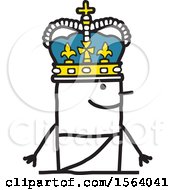 Clipart Of A Stick Man King Royalty Free Vector Illustration by NL shop