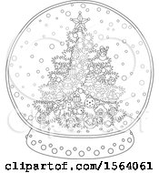 Poster, Art Print Of Lineart Christmas Tree Snow Globe