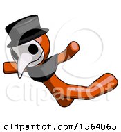 Poster, Art Print Of Orange Plague Doctor Man Skydiving Or Falling To Death