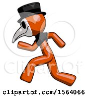 Poster, Art Print Of Orange Plague Doctor Man Running Fast Left