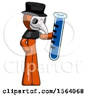 Orange Plague Doctor Man Holding Large Test Tube